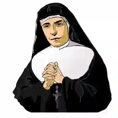 Dibujo tipo caricatura de María mazzarello. Coelgio Mará Auxiliadora Boedo, Buenos Aires